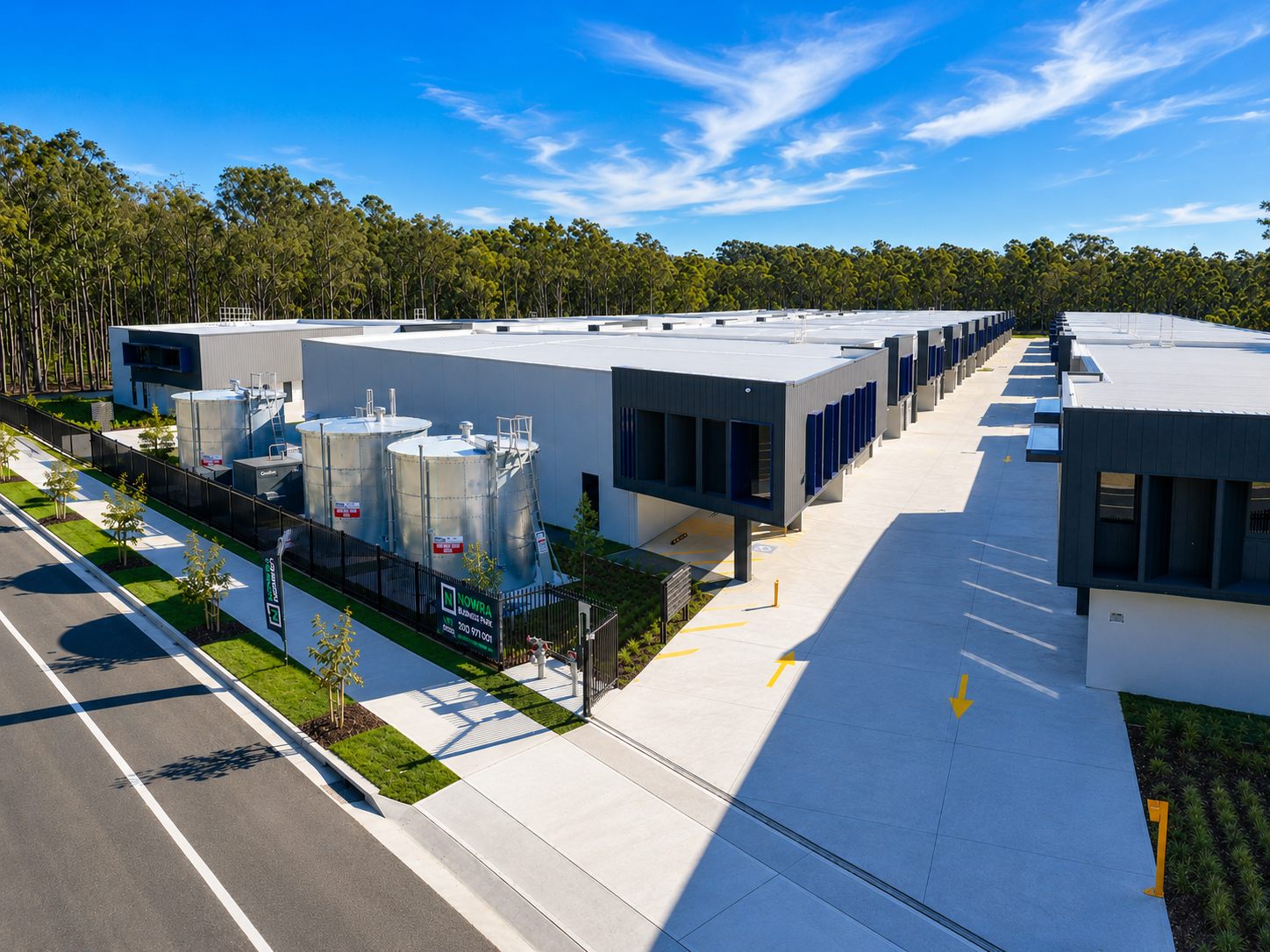 Aerial view of Nowra Business Park, a completed 68-unit strata industrial estate